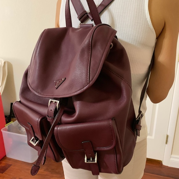burgundy leather backpack
